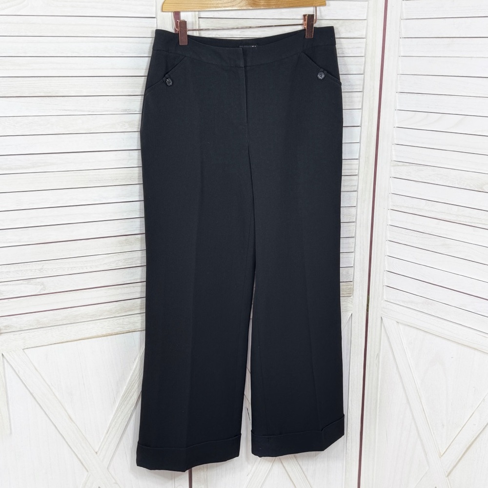 East 5th‎ Wide Leg Cuffed Hem Dress Pants Trousers Black 8 Petite